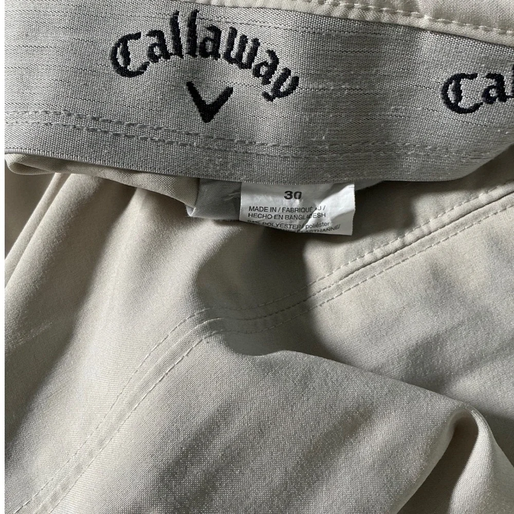 CALLAWAY Mens Golf Shorts Tan Khaki Size 30 Performance Stretch Flat Front 9.5in